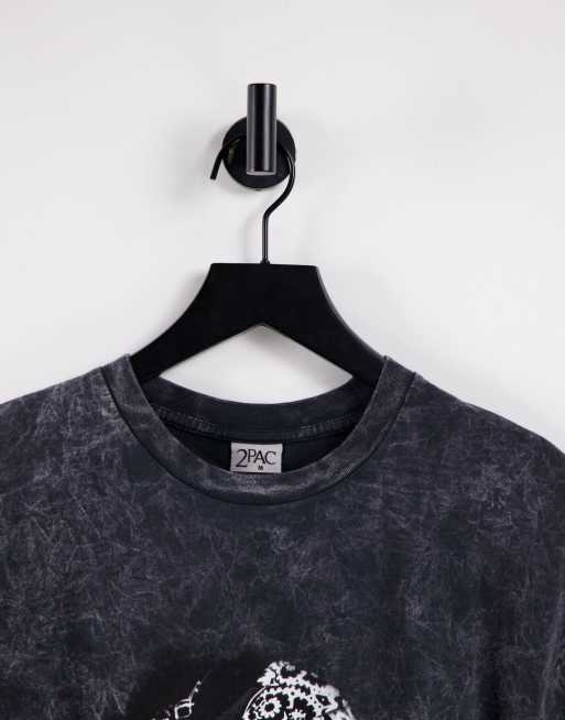 Topman - T-shirt oversize à imprimé Tupac - Noir délavé, 3 de 4