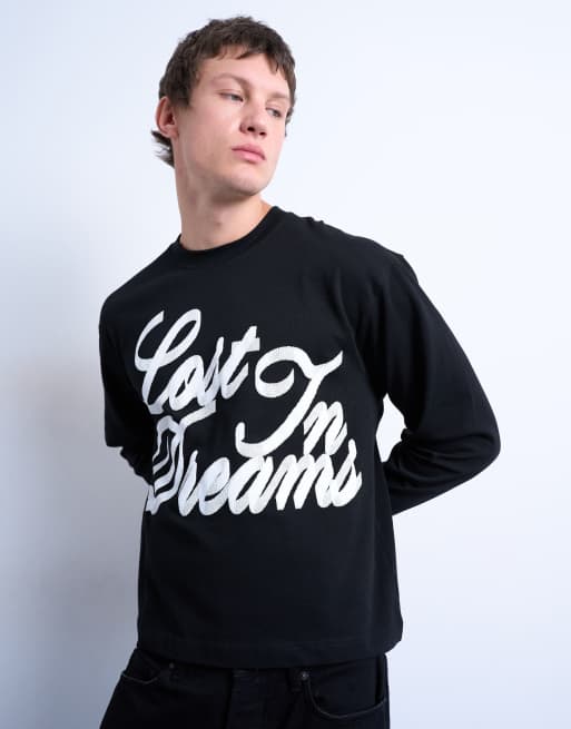 Topman - T-shirt oversize à manches longues avec imprimé Lost In Dreams - Noir, 4 de 5