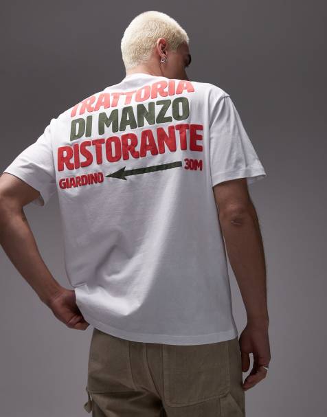 Topman - T-shirt oversize avec imprimé en relief sur le devant et au dos - Blanc - view 1