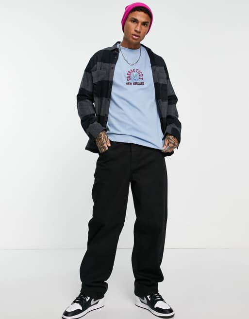 Topman - T-shirt oversize azzurra con ricamo "Connecticut", 4 di 4