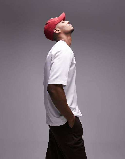 Topman - T-shirt oversize bianca con maniche di media lunghezza in raso