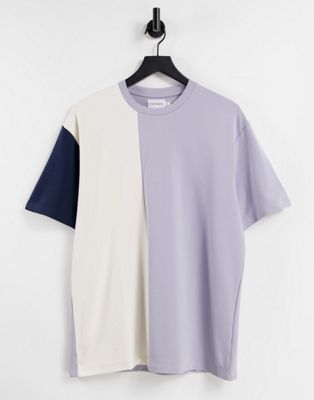 Homme Topman - T-shirt oversize color block effet coupé-cousu - Gris clair