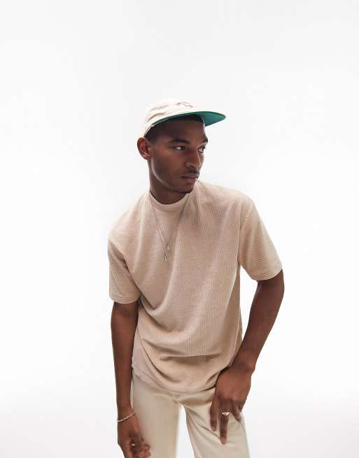 Topman - T-shirt oversize color pietra testurizzata