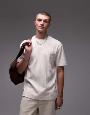Topman - T-shirt oversize en maille pointelle - Écru - view 1