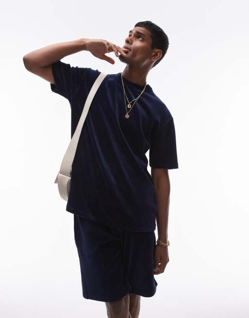 Topman - T-shirt oversize en velours côtelé - Bleu marine, 3 de 4