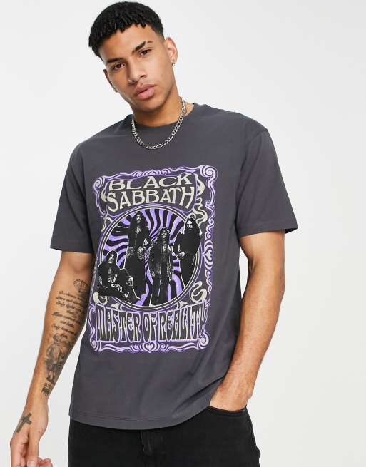 Topman - T-shirt oversize grigio slavato con stampa dei Black Sabbath
