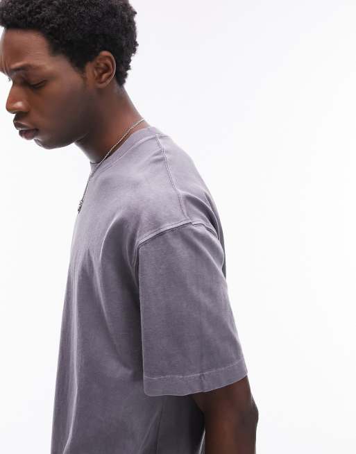 Topman - T-shirt oversize grigio slavato