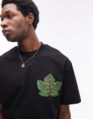 T-shirt Hip Hop Nera Frank Ocean &ndash; Actual Fit, 100% Cotone, Ricamo Biondo, Uomo