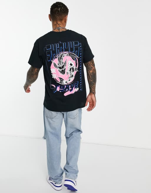 Topman - T-shirt oversize nera con stampa 