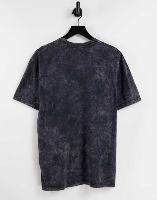 Topman - T-shirt oversize nero slavato con stampa Tupac, 4 di 4
