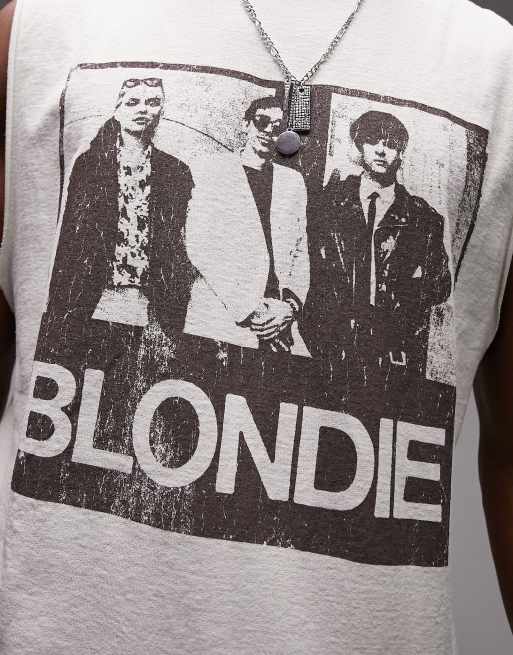 Topman - T-shirt oversize sans manches à imprimé Blondie dans encadré - Taupe délavé, 2 de 4