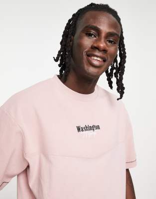 T-shirt oversize slavata con pannelli rosa a coste-Verde - Topman T-shirt donna  - immagine3