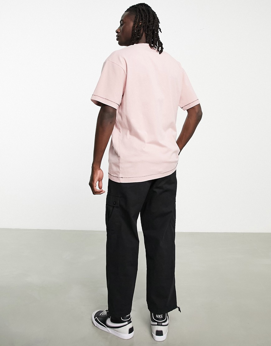 T-shirt oversize slavata con pannelli rosa a coste-Verde - Topman T-shirt donna  - immagine1