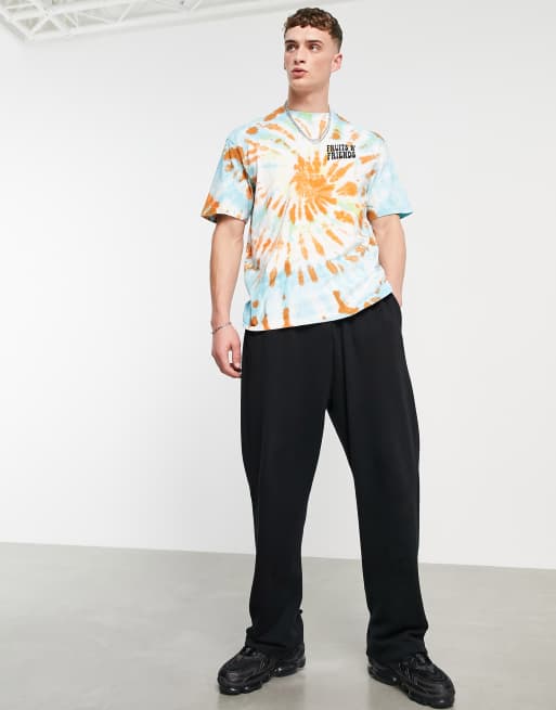 Topman - T-shirt oversize tie-dye multicolore con stampa "Fruit And Friends" sul davanti e sul retro, 4 di 4