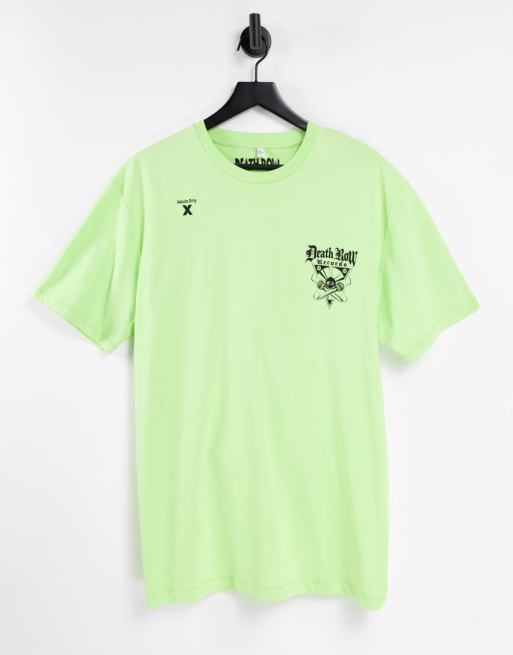 Topman - T-shirt oversize verde con stampa "Death Row 91" sul davanti e sul retro, 2 di 4