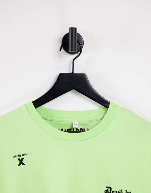 Topman - T-shirt oversize verde con stampa "Death Row 91" sul davanti e sul retro, 4 di 4