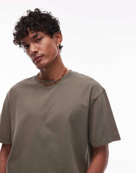 Topman – T-shirt oversize w spranym kolorze khaki - view 1