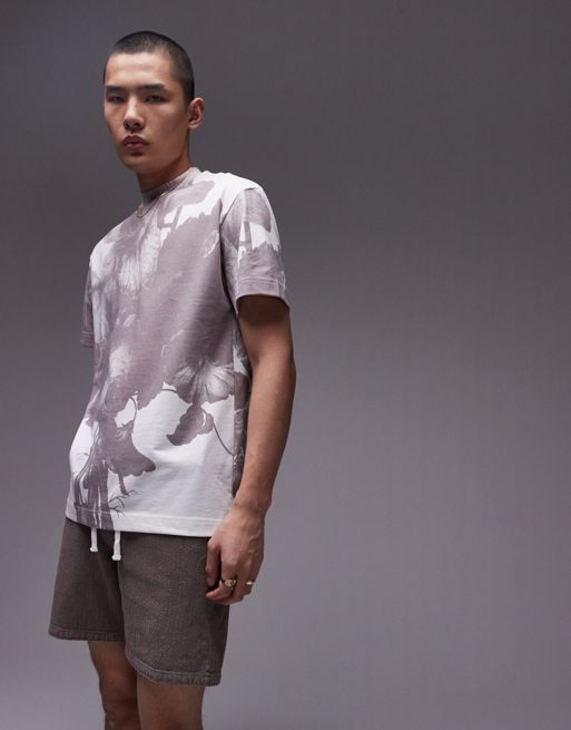 Topman – T-shirt oversize z kolorowym kwiatowym nadrukiem