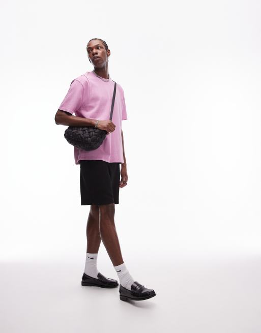 Topman – T-shirt oversize z ozdobnymi szwami w kolorze spranego fioletu