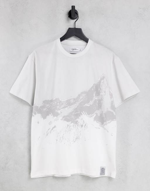 Topman - T-shirt oversized à imprimé signature grande montagne - Gris