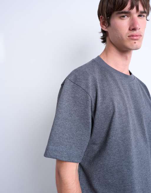 Topman - T-shirt raccourci de qualité supérieure - Anthracite chiné, 4 de 5