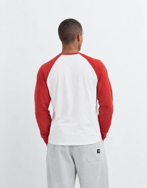 Topman t-shirt raglan court à manches longues coupe relaxed rouge et blanc, 6 de 10