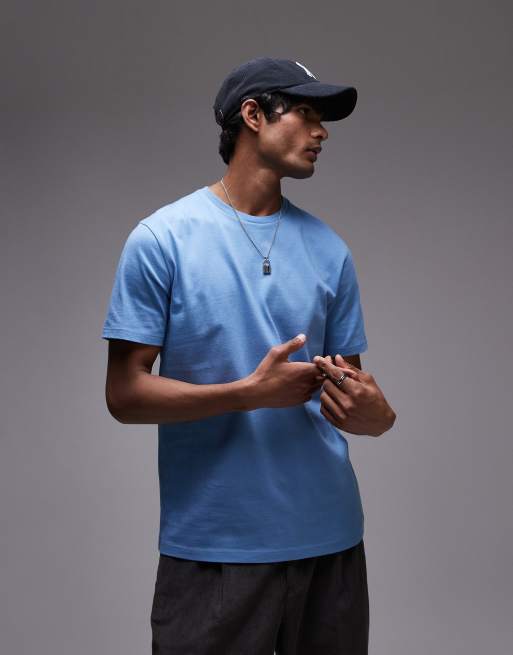 Topman - T-shirt regular fit blu