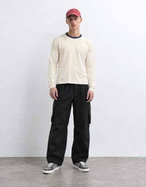 Topman t-shirt ringer court à manches longues coupe classique en ecru, 6 de 8