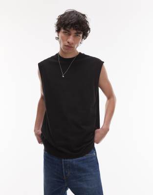 Topman - T-shirt sans manches oversize - Noir