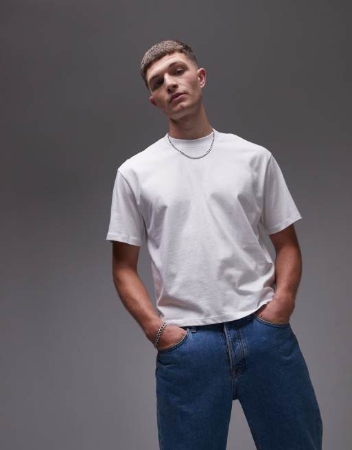 Topman - T-shirt squadrata bianca