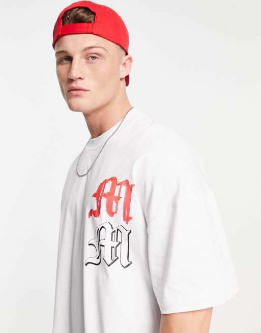 Topman - T-shirt super oversize bianca con stampa "Michelangelo" sul davanti e sul retro, 4 di 4
