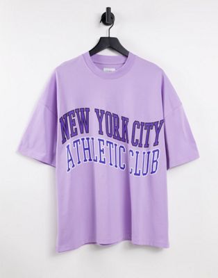 T-shirts et débardeurs Topman - T-shirt ultra oversize à imprimé New York City - Lilas