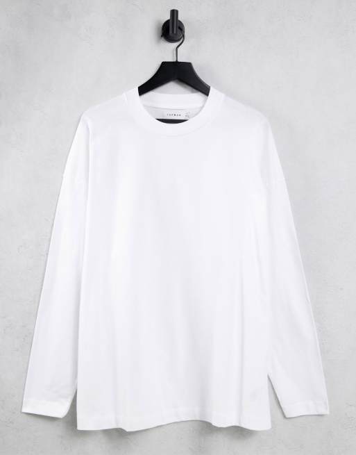 Topman - T-shirt ultra oversize à manches longues - Blanc