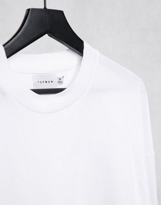 Homme Topman - T-shirt ultra oversize à manches longues - Blanc