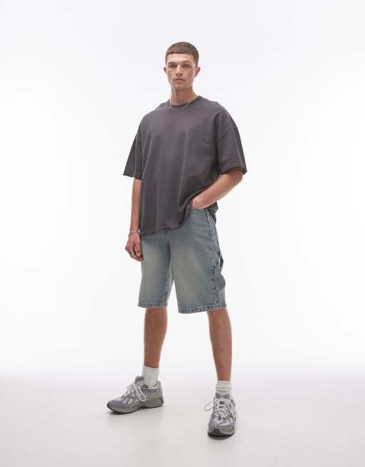 Topman - T-shirt ultra oversize avec ourlet et manches à bords bruts - Noir délavé