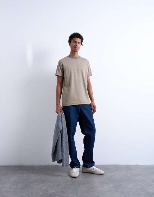 Topman - T-shirt vestibilità classica a maniche corte beige pied de poule, 2 di 5
