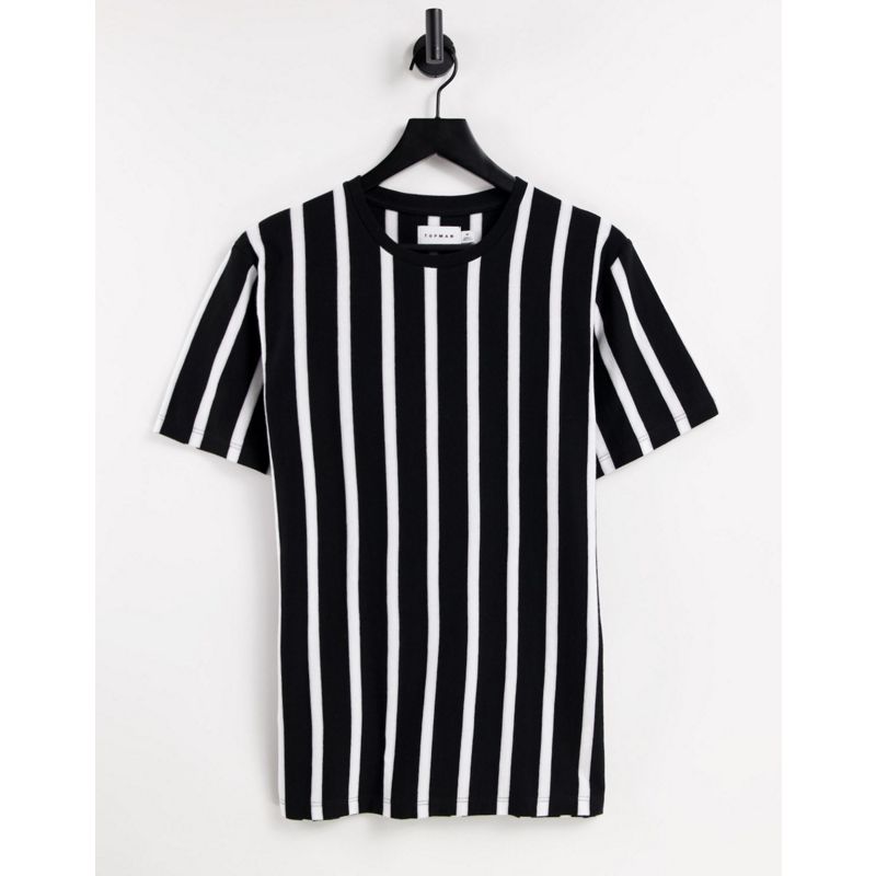 b4dTs T-shirt e Canotte Topman - T-shirt vestibilità classica a righe verticali nere e bianche