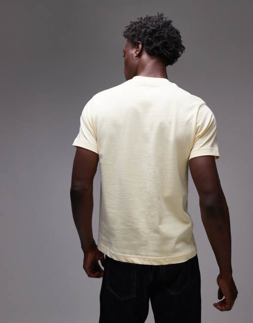Topman - T-shirt vestibilità classica gialla con leggera ricamata, 4 di 4