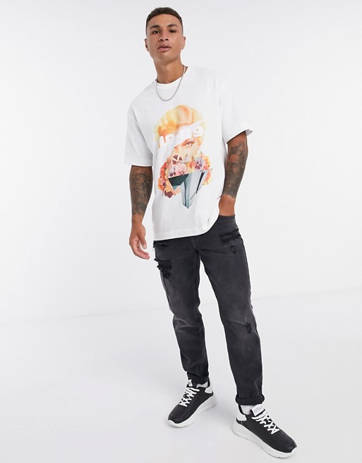 Topman t-shirt with abstract face print in white