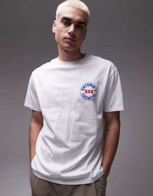 Topman T-shirt With Antonio's Bar Raised Print In White