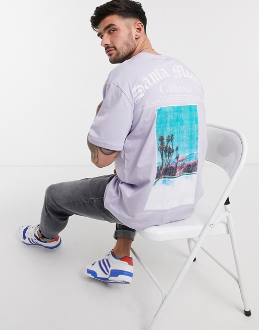 Topman t-shirt with desert back print in lilac