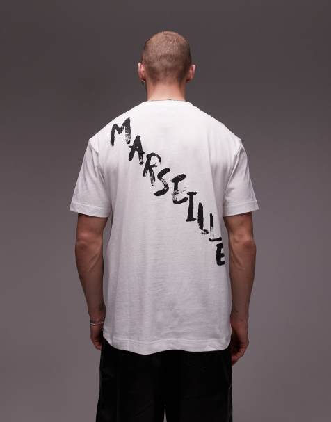 Topman t-shirt with front and back Marseille print in white - view 1