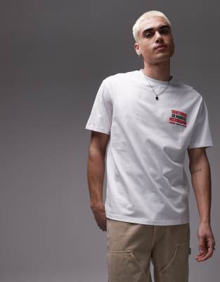 Topman T-shirt With Front And Back Trattoria Di Manzo Raised Print In White