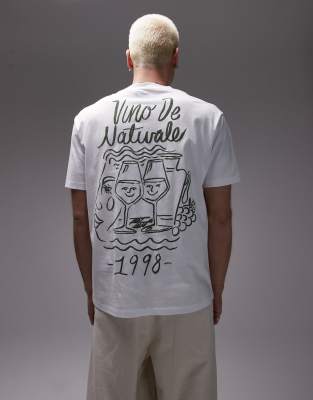 Topman T-shirt With Front And Back Vino De Naturale Raised Print