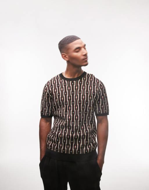 Topman T-shirt with geo print in brown - part of a set