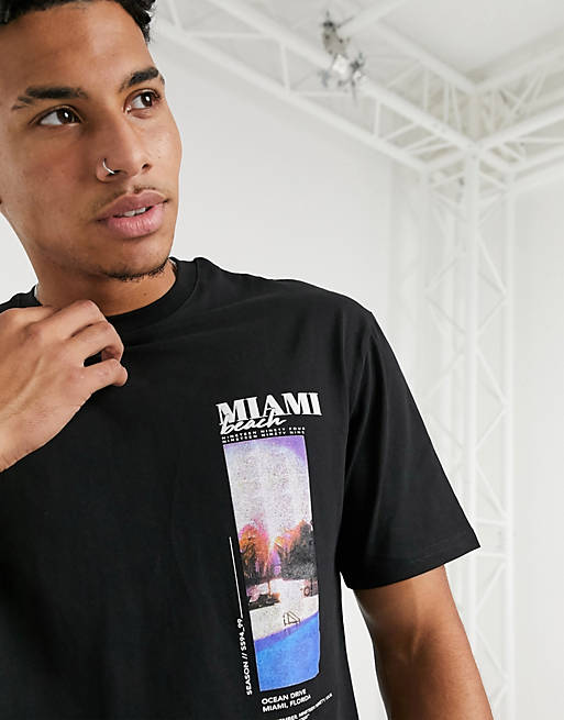 please do not disk The other day Topman t-shirt with Miami print in black | ASOS