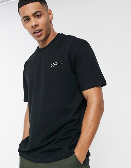 Topman t-shirt with signature print in black