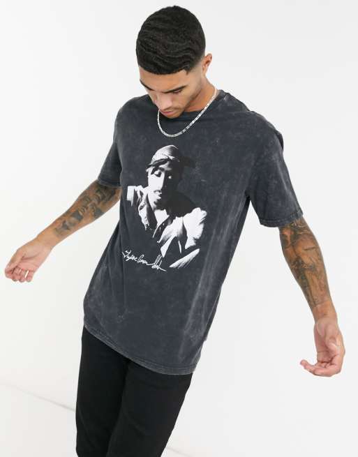 Topman t shirt with Tupac print in black ASOS