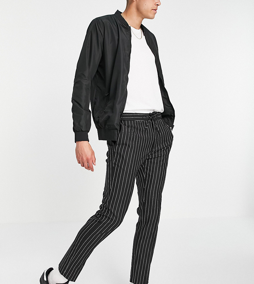 Topman Tall skinny stripe jogger trousers in black and white