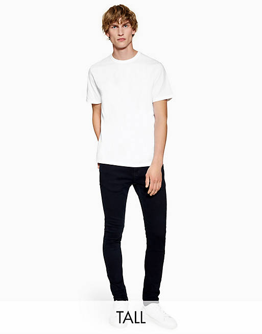 Topman tall spray on jeans in washed black